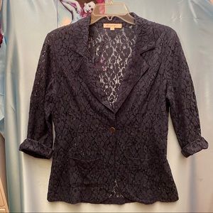 COMME TOI, Blazer NWOT Stretch Lace Navy, Size L